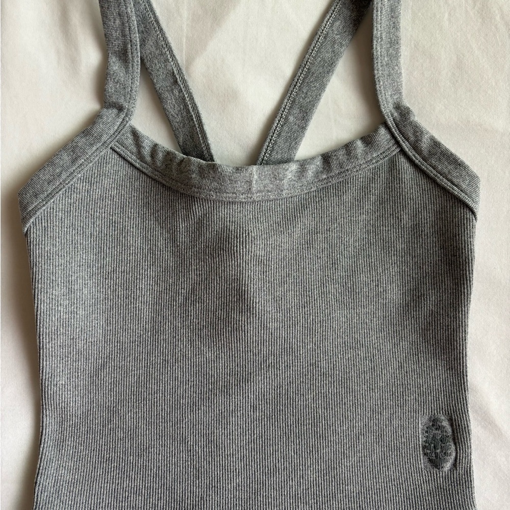 Free People Gray Ribbed Tank Top